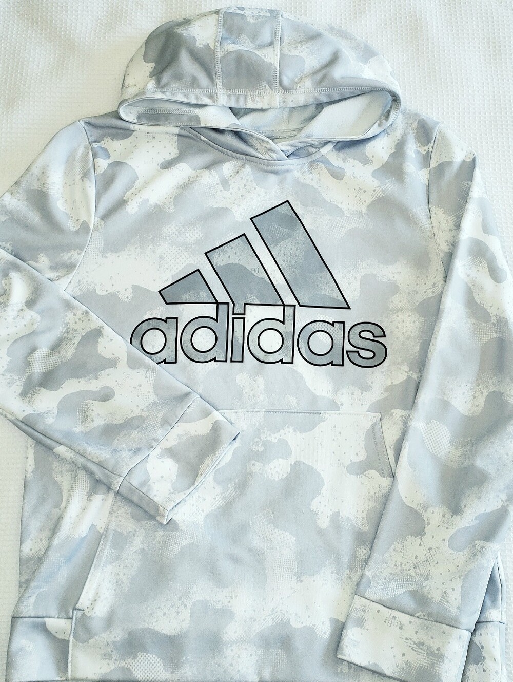 Adidas Boys Large Size 14/16 Grey & White Camo Hoodie